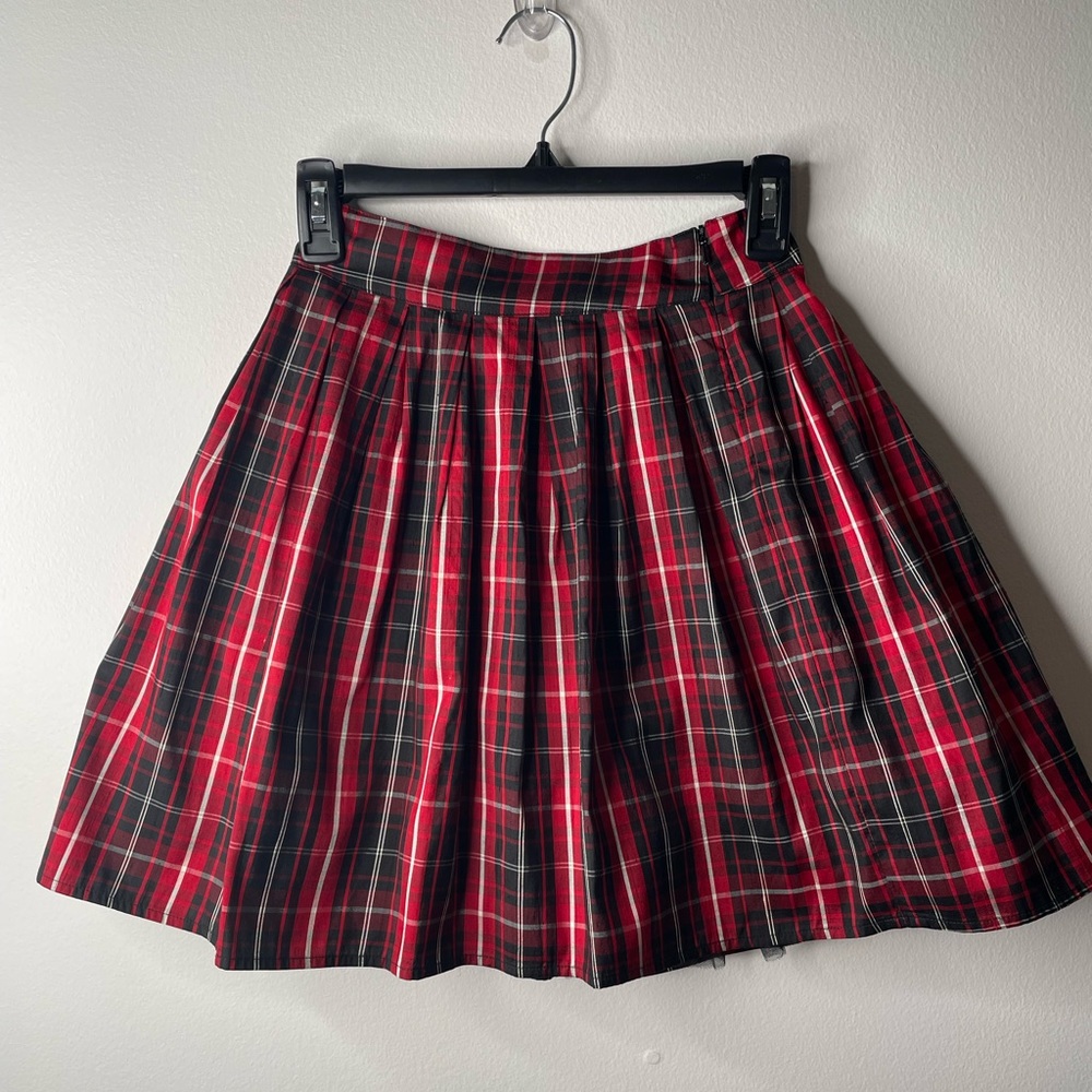 Gymboree red,black,and white plaid skirt